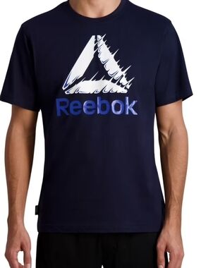 Reebok Navy Short-Sleeve Logo Tee with White Graphic